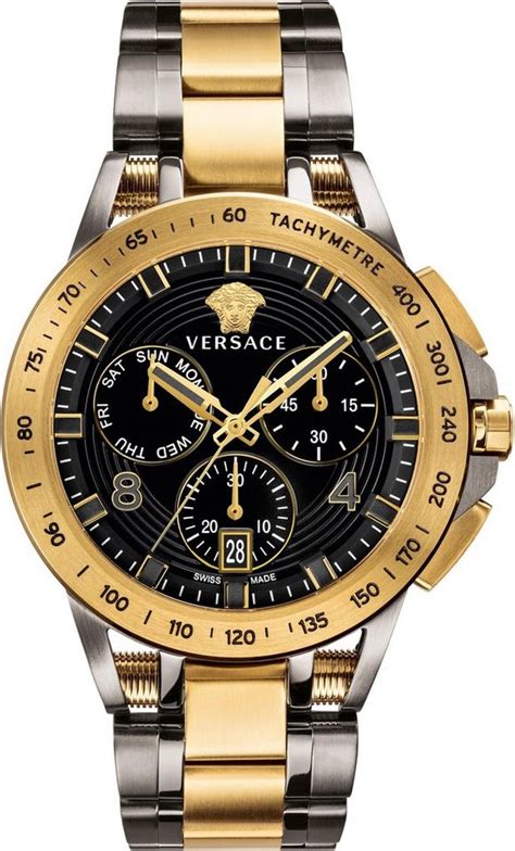 versace chronograph verb00418|Versace Chronograph Quartz Gold Dial Men's Watch .